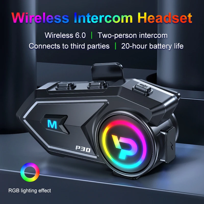 

BT6.0 Motorcycle Intercom Helmet Headset 300M Wireless Interphone Earphone Handsfree Waterproof 1000mah Battery For 2 Riders