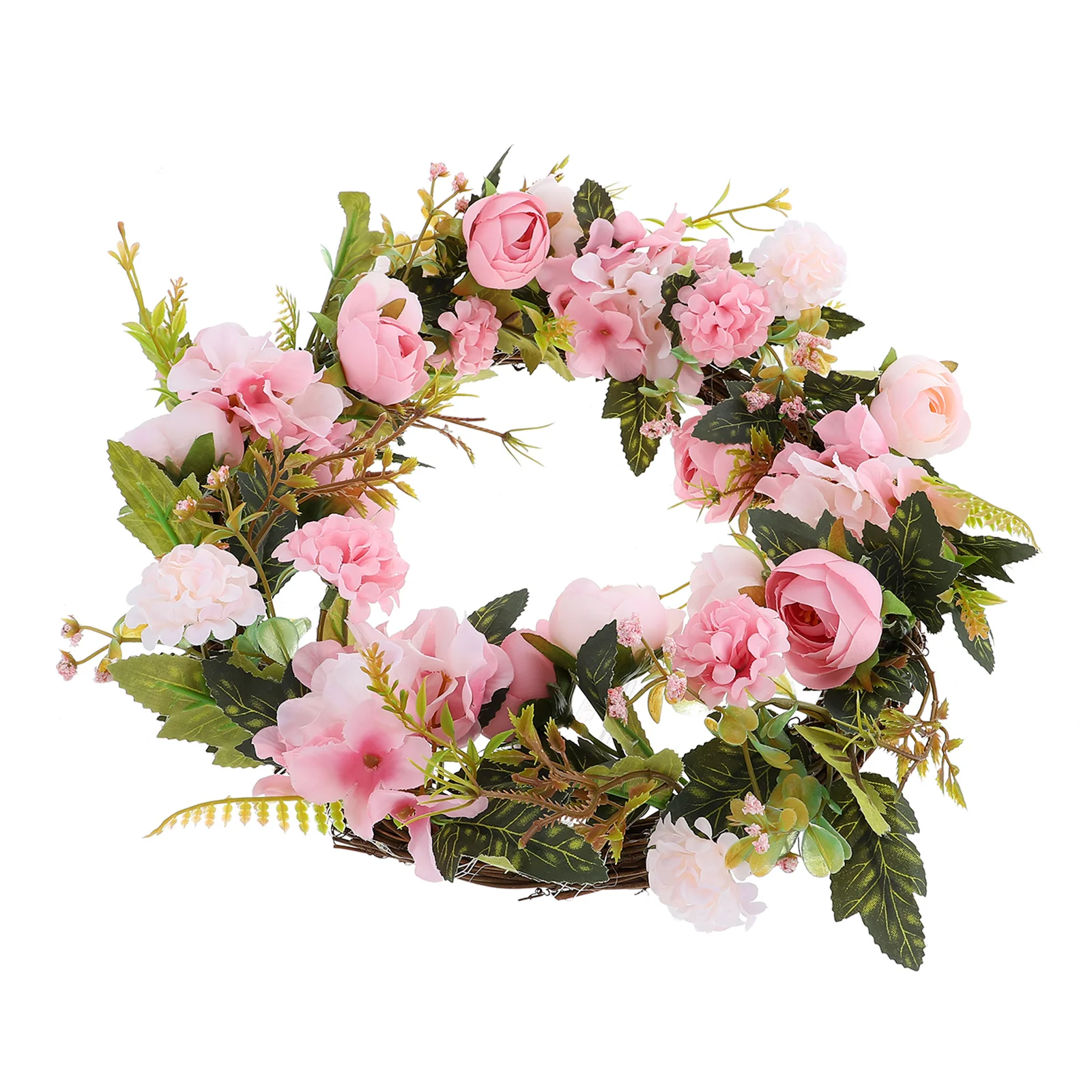 

Simulated Camellia Wreath Artificial Flowers String Lights Front Door Decor Summer Leaf Wedding Anniversary Gifts Eucalyptus