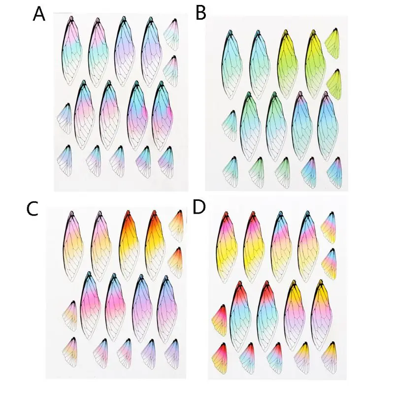 Multi Colors Butterfly Wing Pendants Insect Dragonfly Wing Feather Drop Charms for Jewelry Crafts Making Home Decor