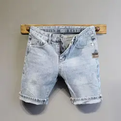 New Harajuku Luxury Summer Casual Knee Length Jeans Men Light Blue Stylish Designer Denim Shorts Streetwear Cowboy Classic Jeans