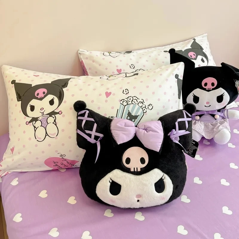 2pcs Sanrio Kawaii Cinnamoroll Pillowcase Anime Kuromi New Cotton Pillowcase GirlHeart Pillow Core Protective Cover Cute Bedding