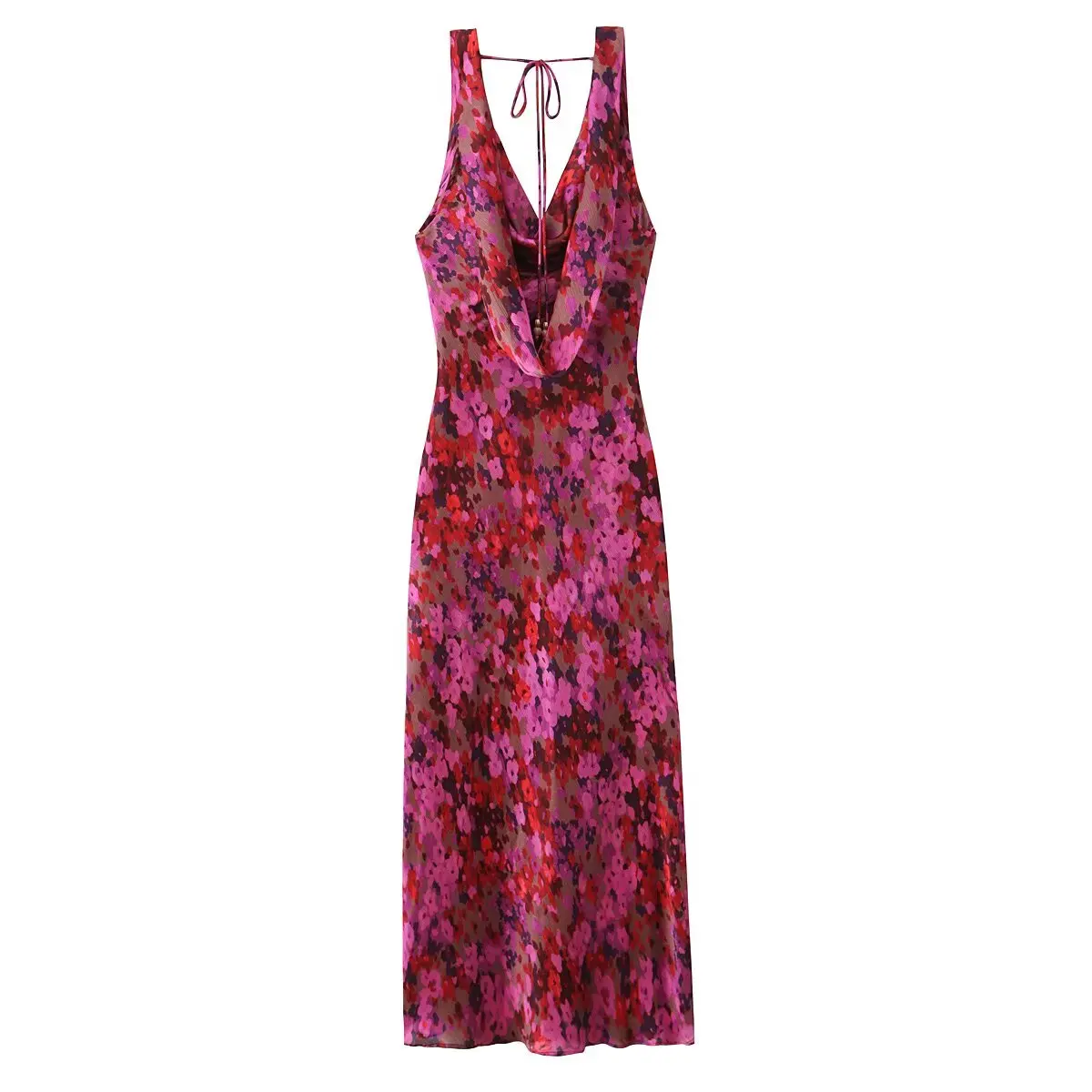 فستان DiYiG للسيدات لخريف 2025 موضة جديدة للعطلات مطبوع فستان عتيق بدون أكمام أنيق بدون ظهر فستان مطرز ضيق من Vestidos Mujer