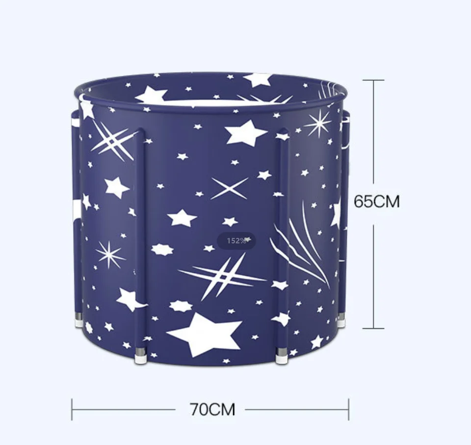 A Portable Foldable Bathtub Bucket Dia70CM and Large Capacity Bathroom Ice Bath Winter Summer Shower for Adult Baby Swimming