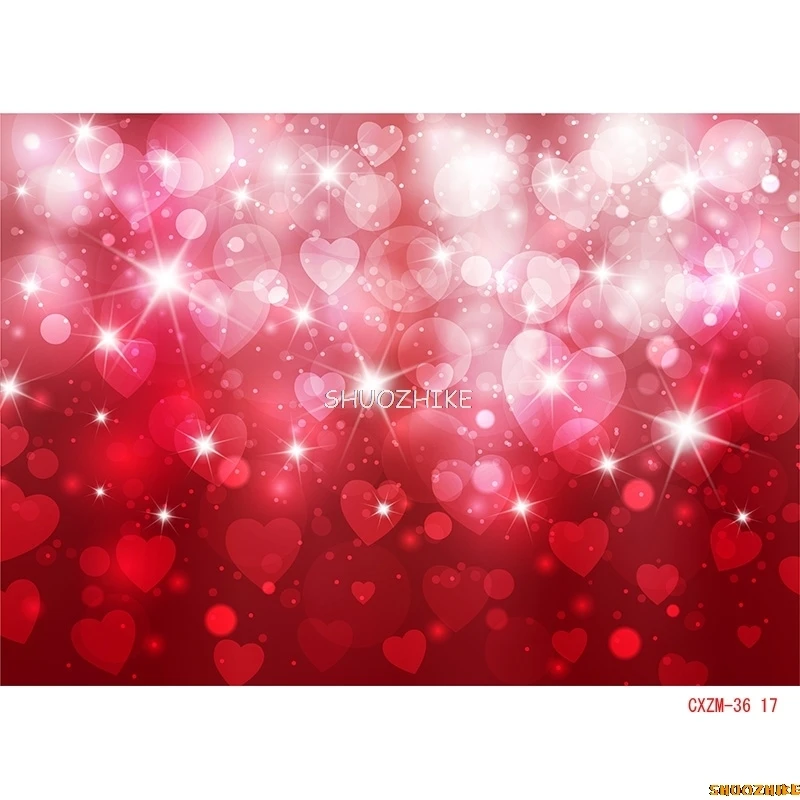 SHUOZHIKE Bokeh Abstract Dream Photography Backdrops Red Heart Valentine's Day Romantic Love Photo Studio Background RQ-11