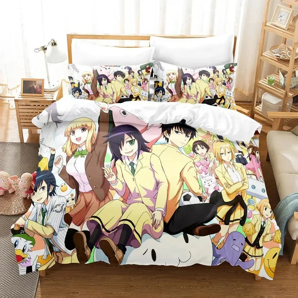 Anime Tomoko Kuroki WataMote Bedding Set Duvet Cover Bed Set Quilt Cover Pillowcase Comforter king Queen Size Boys Adult