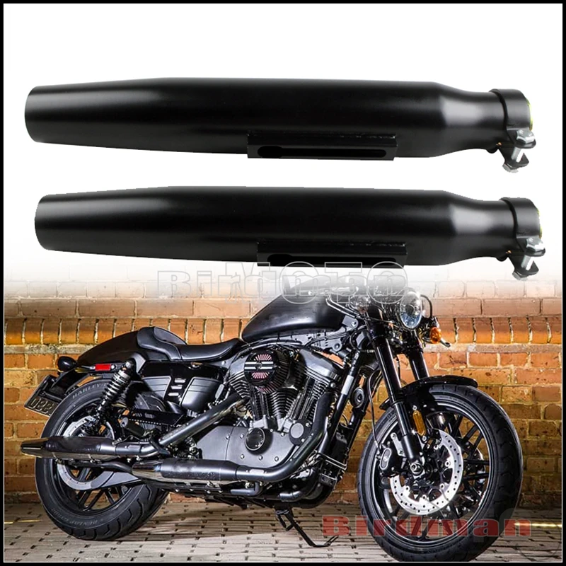 

2X Universal Motorcycle Retro Exhaust Muffler 415mm Silencer Pipe For Harley Dyna Softail Bobber Chopper Cafe Racer Custom