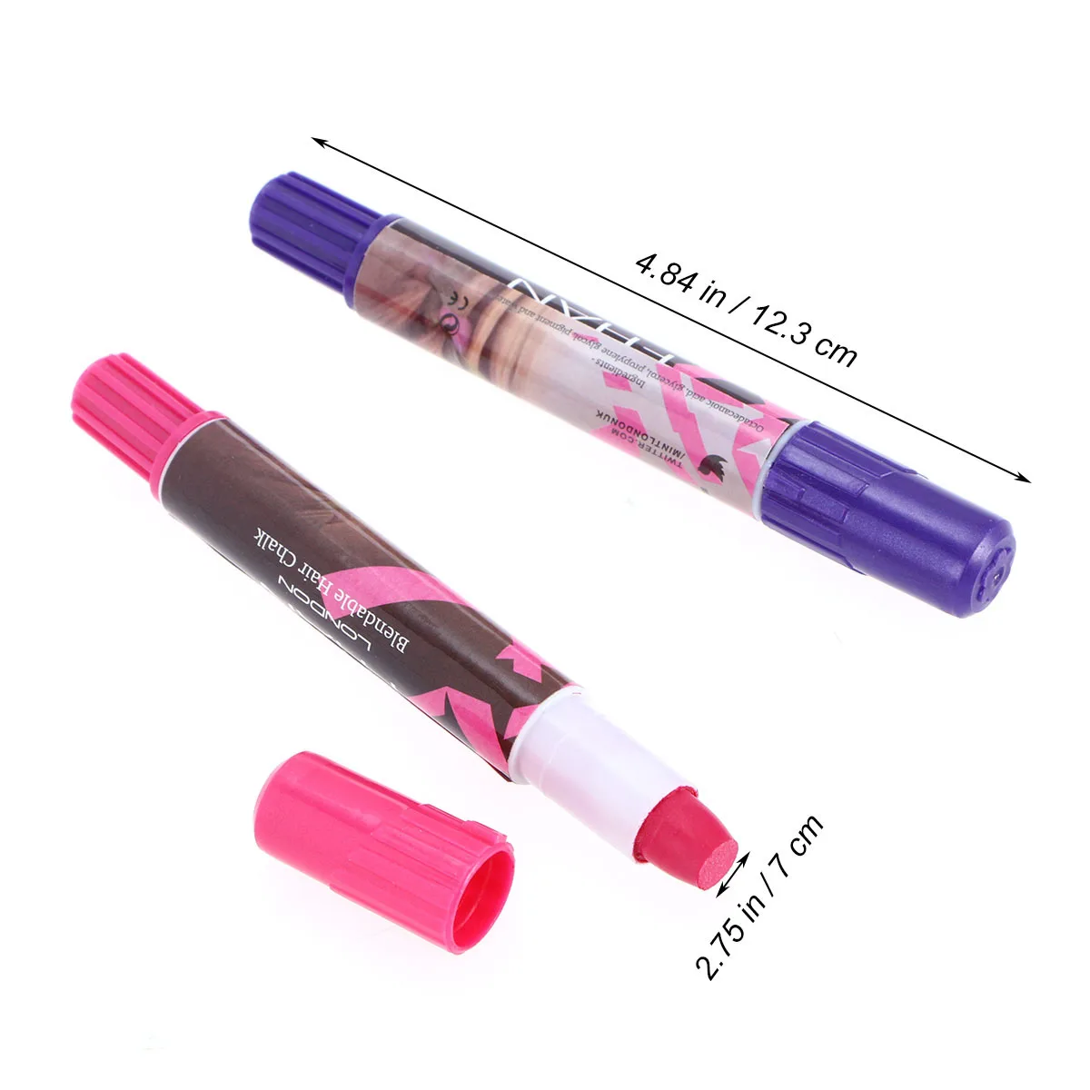 6개입 메탈릭 글리터 헤어 초크 임시 컬러 스틱 모든 헤어 컬러용 DIY 레인보우 하이라이트 도구 세척 가능한 초크