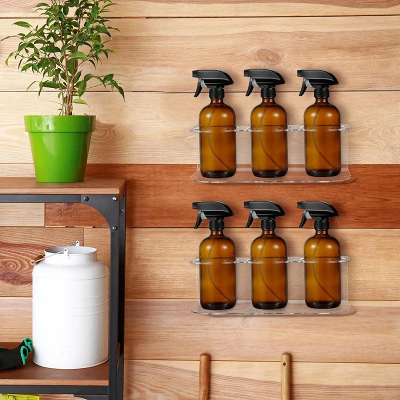 رف علب الأيروسول المثبت على الحائط ، حامل زجاجة الرش ، منظم الأكريليك مع الأجهزة