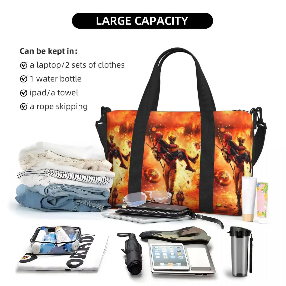 Aangepaste Wolverine Tote Bag Dames Grote Capaciteit Anime Cartoon Cool Superheld Gym Strand Schouder Reistas
