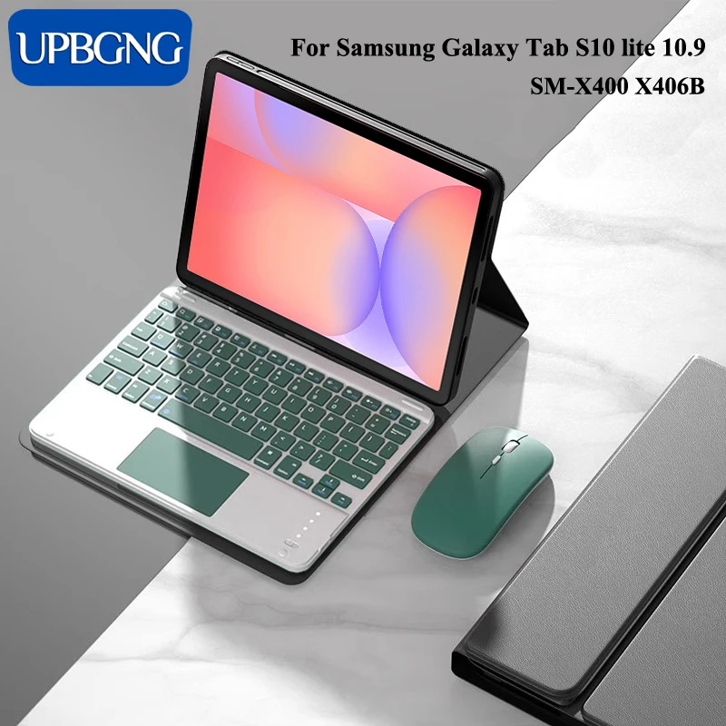 

Чехол с сенсорной клавиатурой для Samsung Galaxy Tab S10 Lite S9 FE 10,9, чехол с беспроводной Bluetooth-клавиатурой для Tab S10 Lite, аксессуары