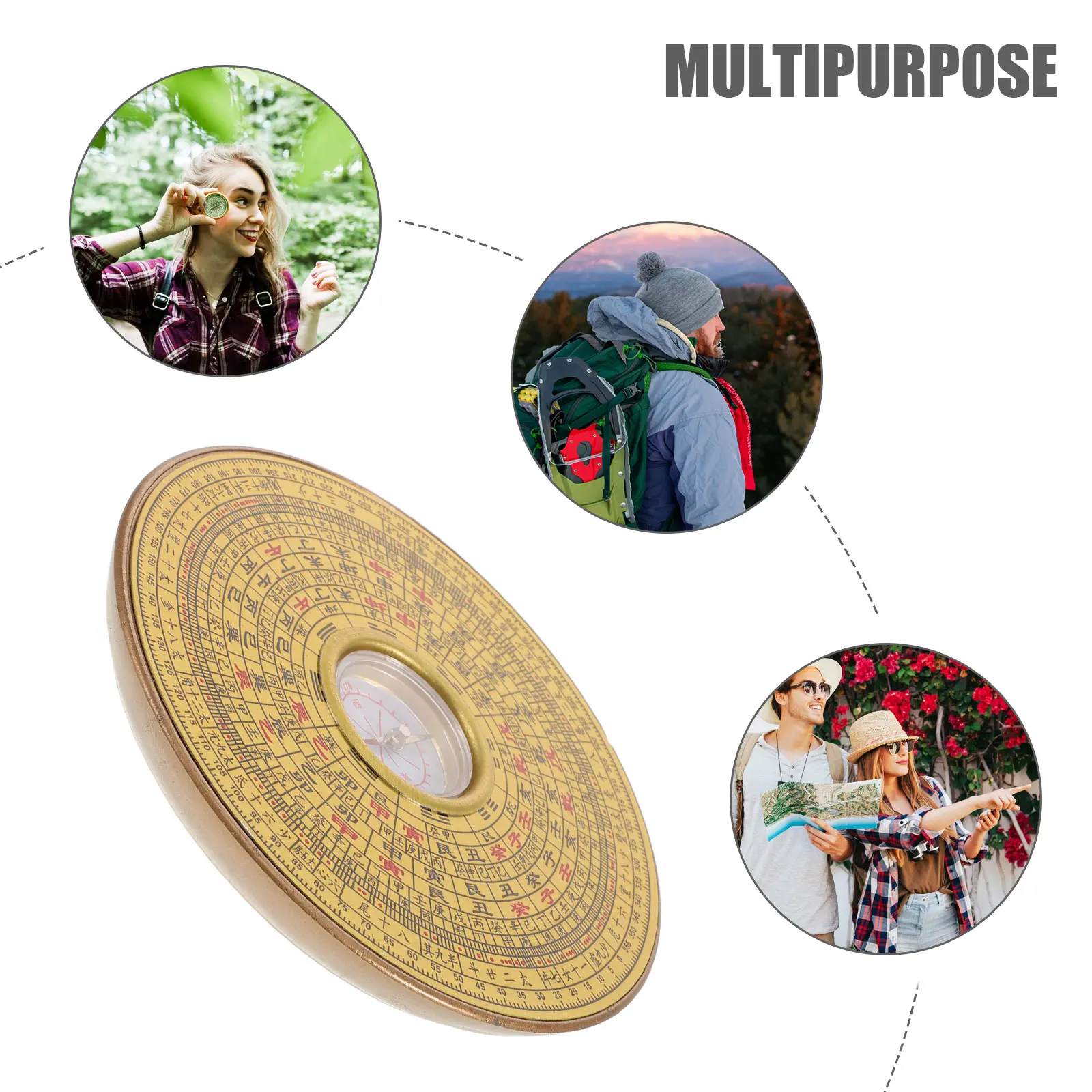 

Alloy Feng Shui Compass Copper Small Bagua Car Ornament Camping Tool Outdoor Gift Portable Design Chinese Compass
