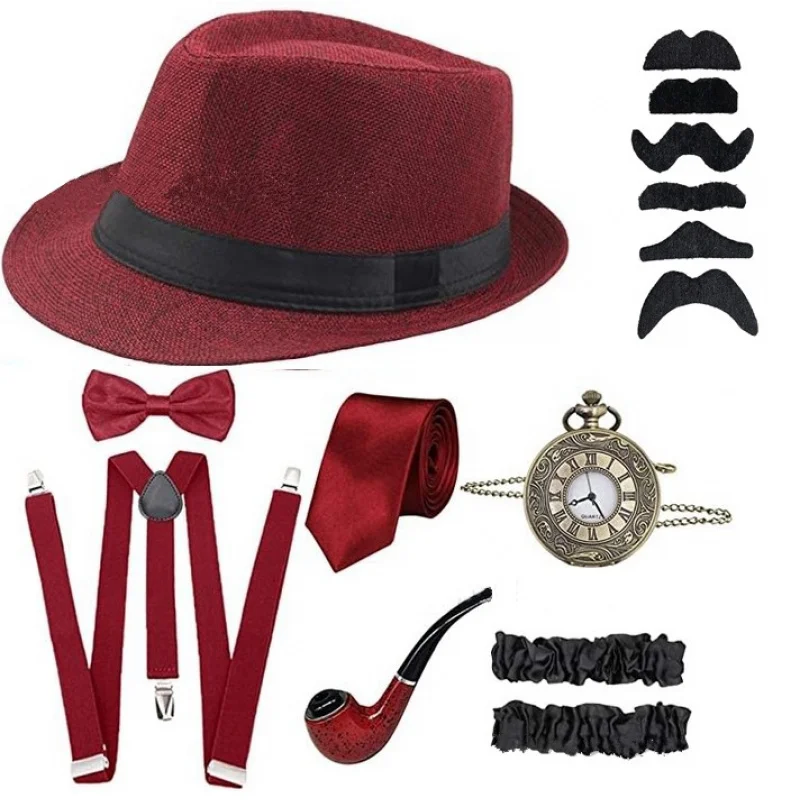 Commercio estero cappello da uomo europeo e americano Party Vintage Top Hat Pipe Pocket Watch Strap Tie Ball Suit Generation Hair