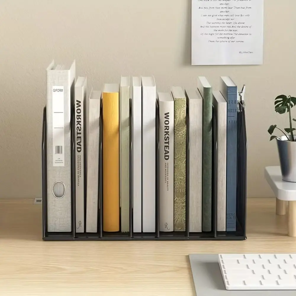 Durable 5/7 Grids Book Stand Detachable Adjustable Bookshelf Metal Mesh Book Holder Home Office