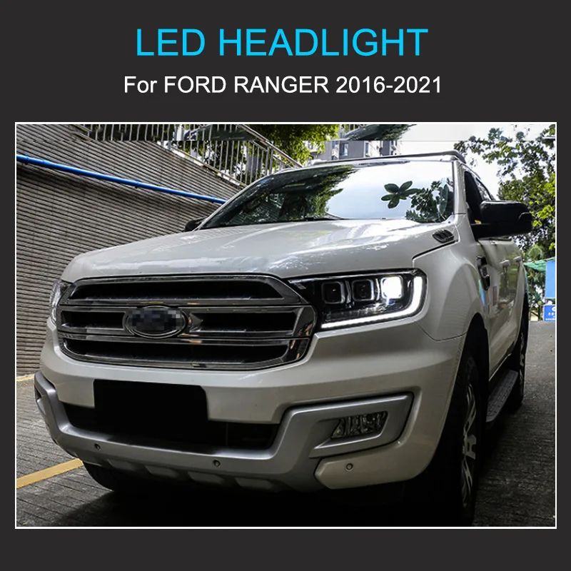 1 زوج LED مجموعة مصابيح أمامية لفورد رينجر 2016-2021 المصباح التوصيل والتشغيل مع LED DRL الديناميكية تحول مصابيح أمامية