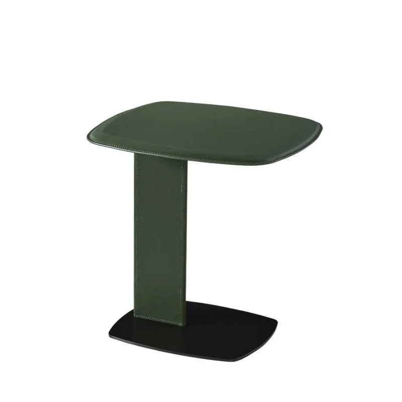 イタリア製ミニマリストサドルレザーソファエッジテーブル、埋め込み式リビングルーム、クリエイティブなコーナーテーブル、高級感のあるベッドサイドテーブル