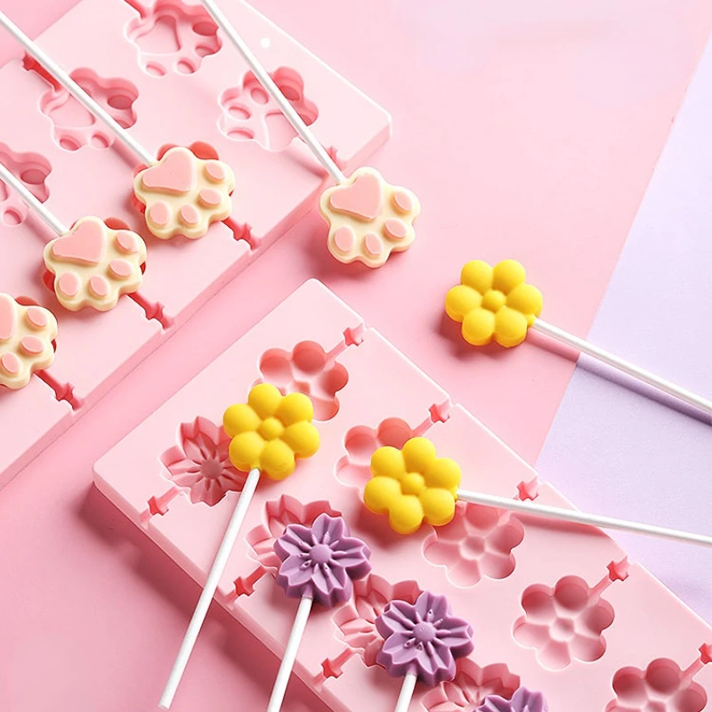 Multi Style Animal Lollipop Silicone Mold Porous Flower Cheese Stick DIY Chocolate Candy Jelly Making Set Cake Decor Mould Gifts