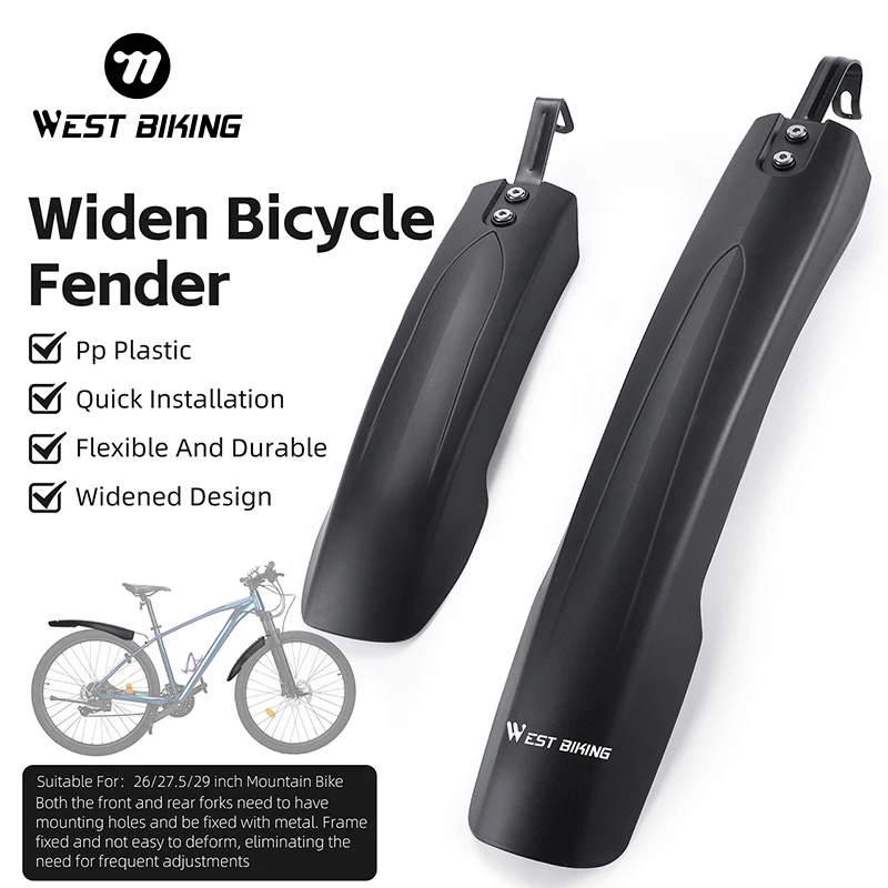 

WEST BIKING Widen Bicycle Fender For 26/27.5/29 Inch Mountain Bike Durable Waterproof Front Rear Mudguard Bike Accessories