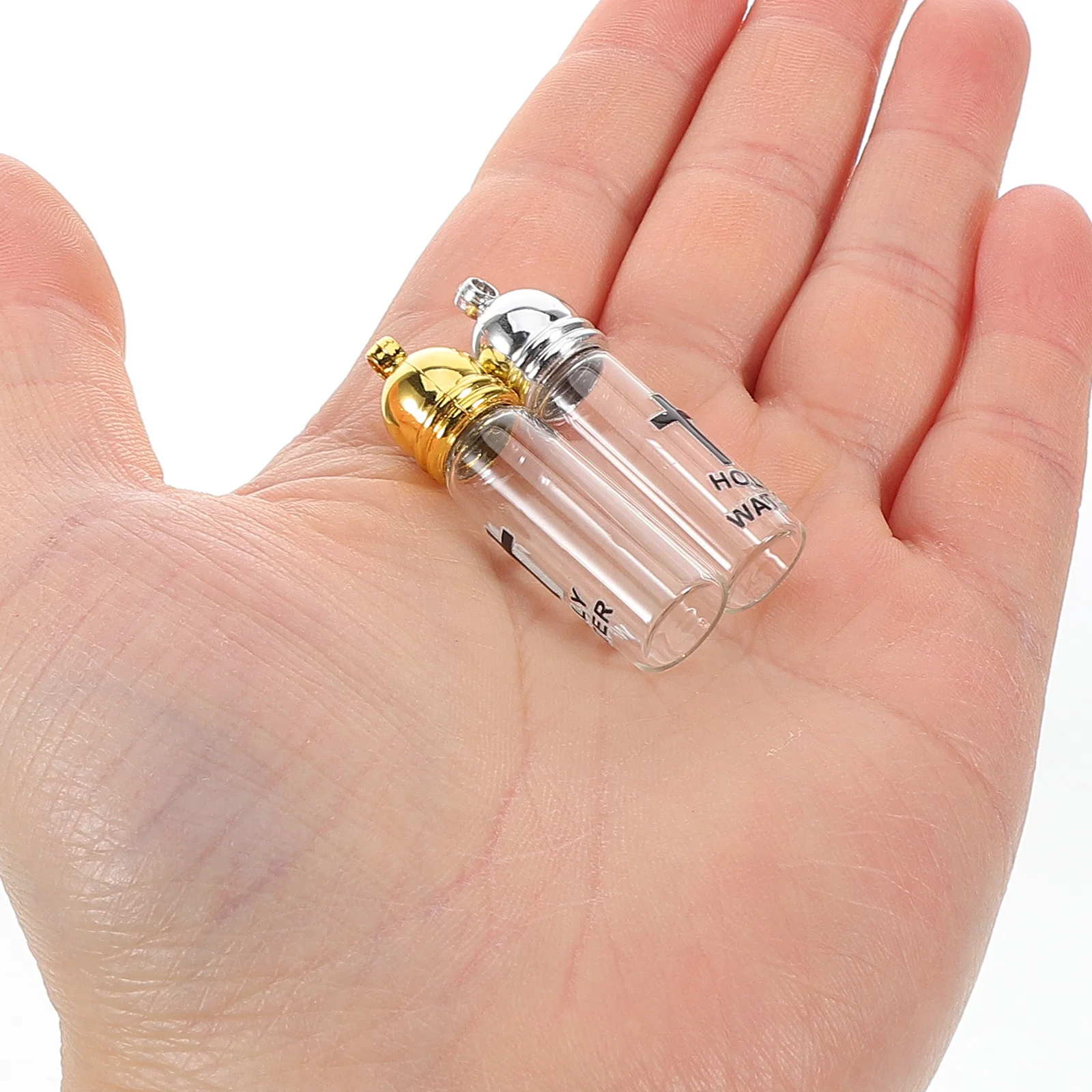 

6Pcs Glass Holy Water Bottles Mini Embossed Religious Containers for Christian Baptisms Church Events Empty Bottle