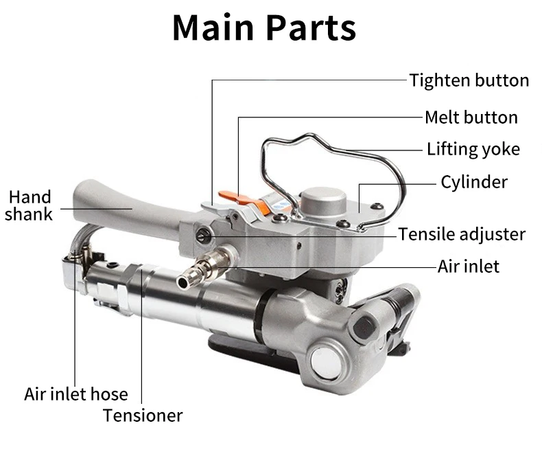 A19 in Stock Manufacture Price 19mm Width PP PET Strap Pneumatic Strapping Tool Handheld Semi Automatic Wrapping Machine