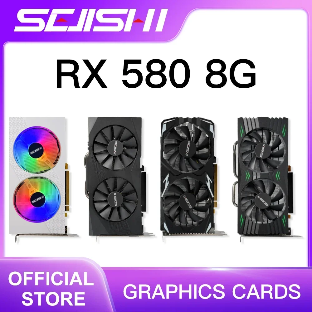 SJS RX 580 8G 256Bit 2048SP GDDR5 AMD GPU RTX 3060 2060 Grafische kaarten RX580 Videokaart Radeon Mining Gaming Card placa de video