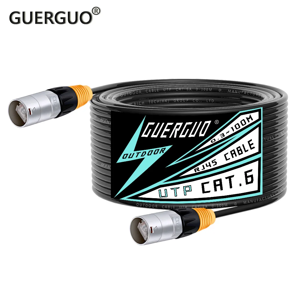 Cavo di prolunga Ethernet da palco Cat5/Cat6 UTP da 0,3 M-100 M Cavo di rete LAN esterno e interno impermeabile-Connettore RJ45 in lega di zinco
