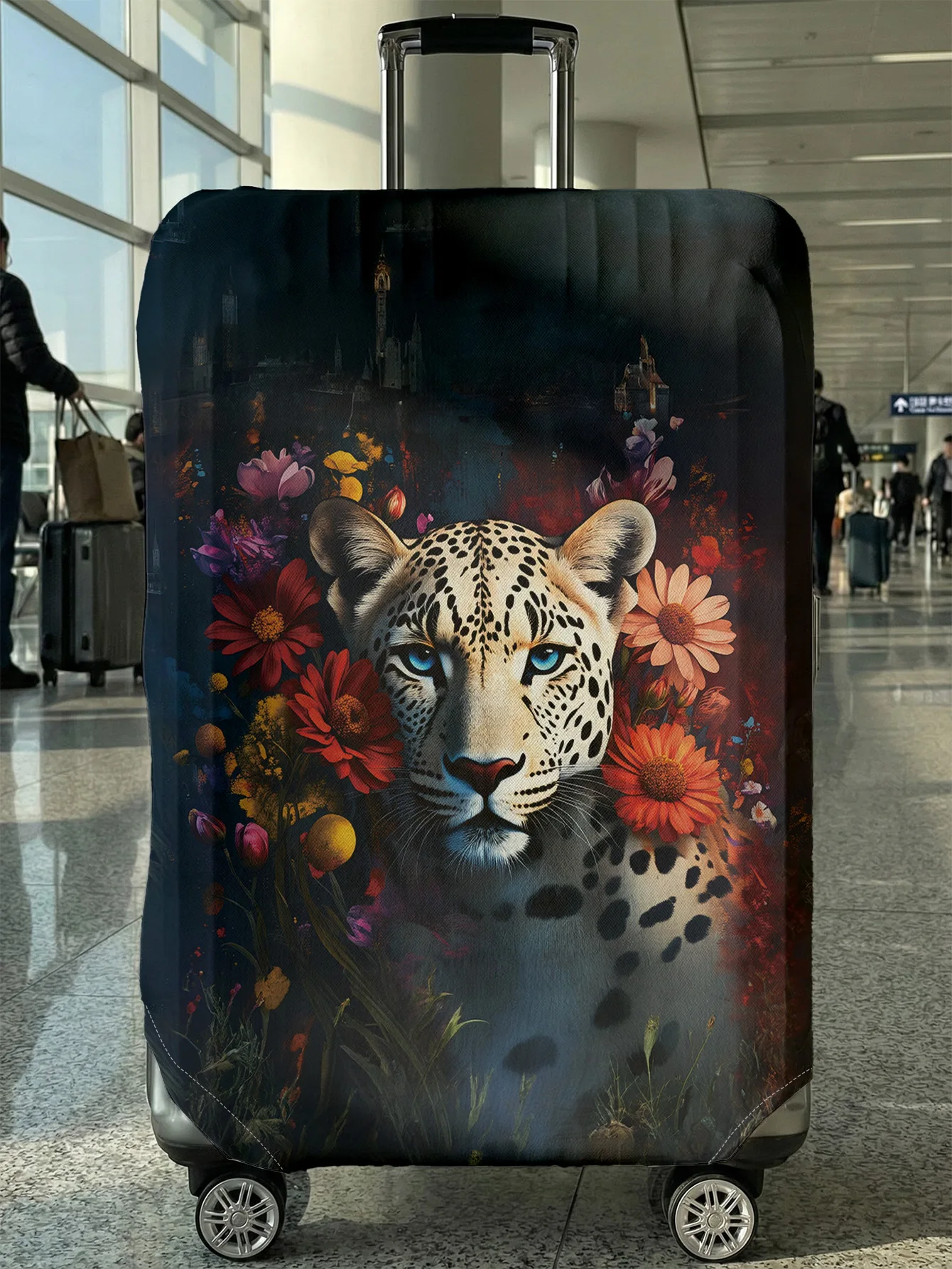 

Чехол для багажа в ретро-стиле с леопардовым принтом, черный, подходит для чемоданов 18-32 дюймов, чехол на ручку чемодана, дорожные аксессуары