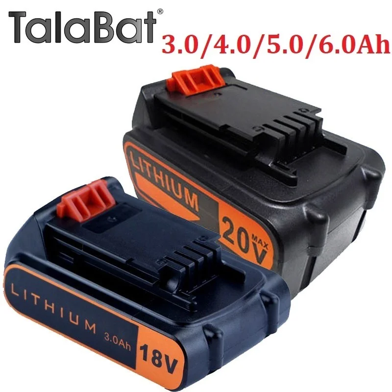 For BLACK & DECKER LBX20 18V/20V 3.0/4.0/5.0/6.0Ah Li-ion Rechargeable Battery Replacement LB20 BL2018 LBXR20 Power Tool Battery