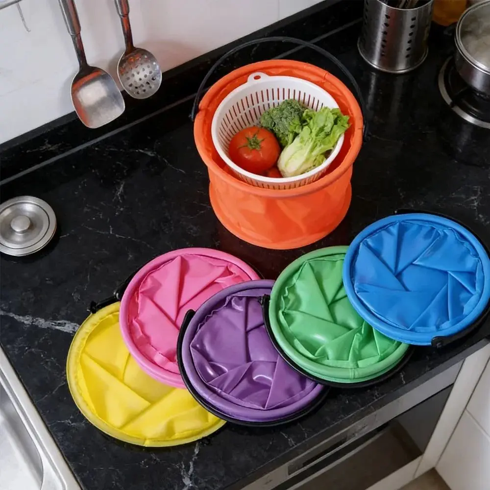 Collapsible Beach Sand Bucket Portable Folding Handheld Bucket Beach Pool Fishing Tool Art Pen Washing Toy Summer Water Fun Kids view 5