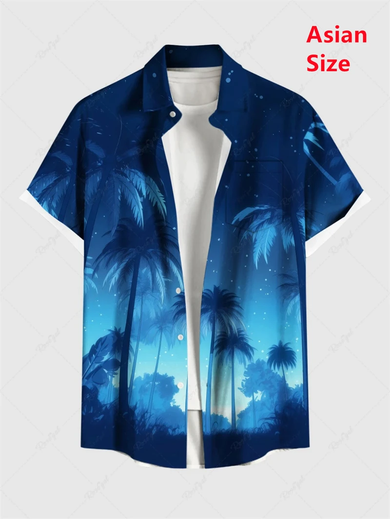الصيف الرجال شجرة جوز الهند قمصان قصيرة الأكمام بلايز عادية قمصان هاواي ترتيب الأسرة قميص غير رسمي زر حتى القمصان للرجال الملابس