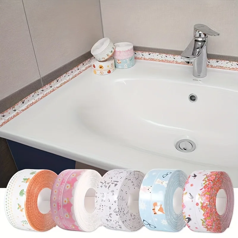 1roll Toilet Edge Sealing Strip, Self-Adhesive Kitchen Sink Waterproof Tape for Bathroom Corner and Vegetable Washing Basin