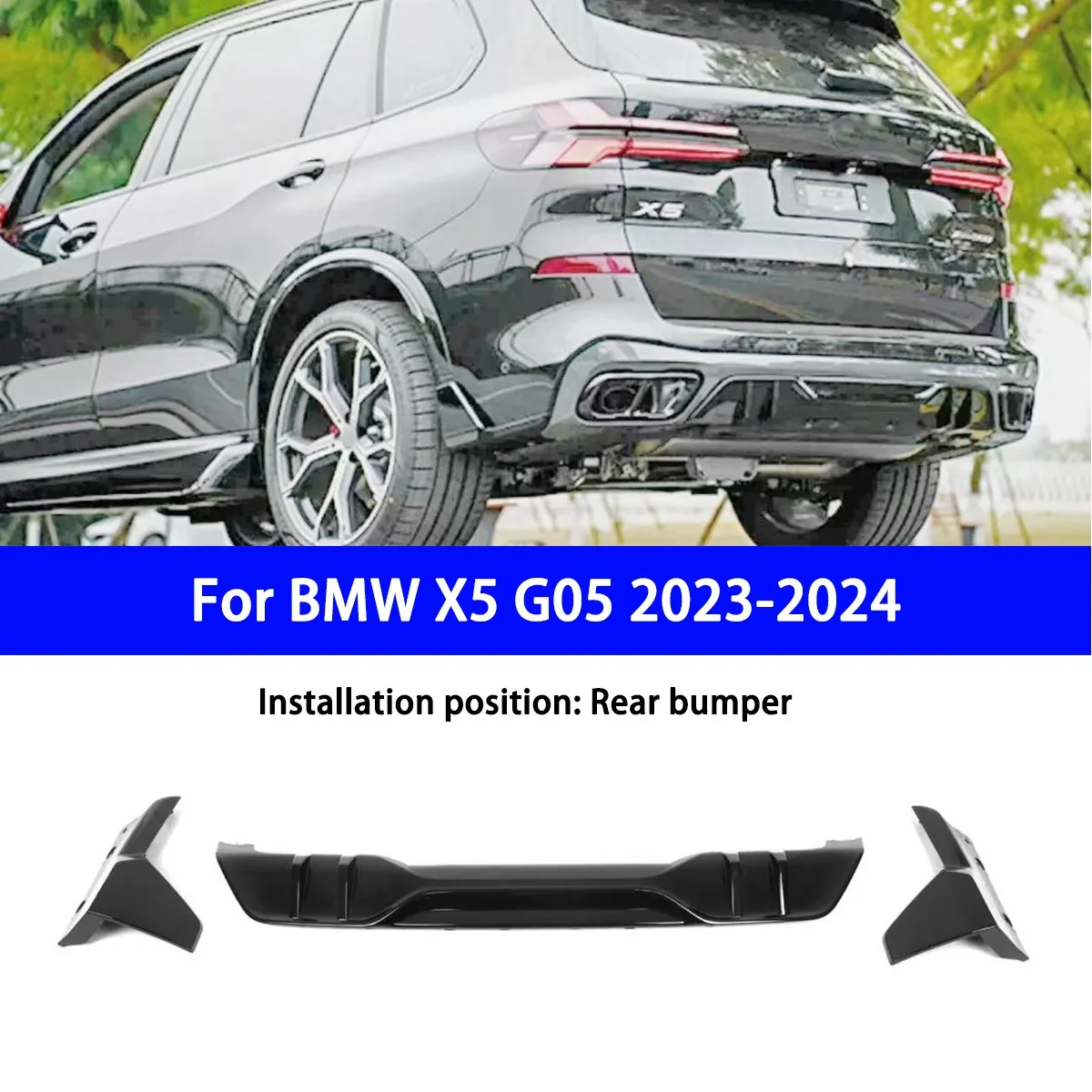 

Suitable for BMW X5 G05 2023-2024 Replacement MP Rear Lip 3-Piece Set
