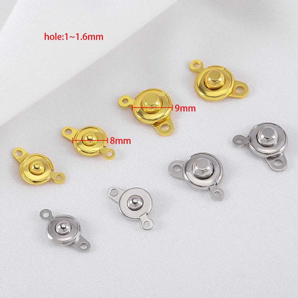 1/5pcs 8mm 9mm 18K Gold Color Plated Removable Snap Button Jewelry Connectors Clasps for DIY Bracelets Necklaces Making Supplies