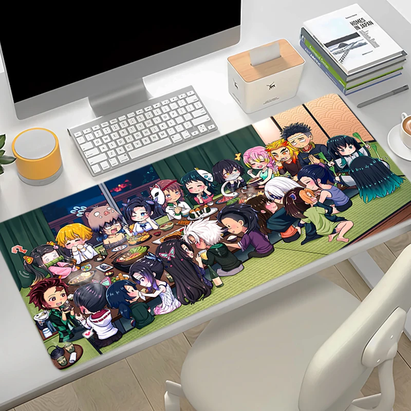 Anime Mousepad Computer Accessories Keyboard Mouse Mat Lock Edge Non-slip Rubber Mouse Pad D-demon Slayer Gamer Laptop Desk Mats