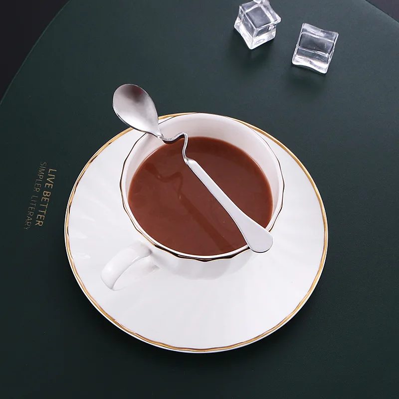 200pcs New Style Bent Spoon Creative Straight Hanging Stainless Steel Dessert Stirring Spoons Coffee Tea Tools
