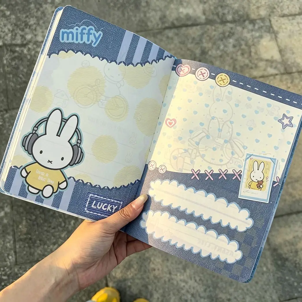 Vintage Denim Miffy Rabbit Leather Notebook Thick Journal With Color Pages Student Diary Portable Handwriting Scrapbook Notebook - view 3