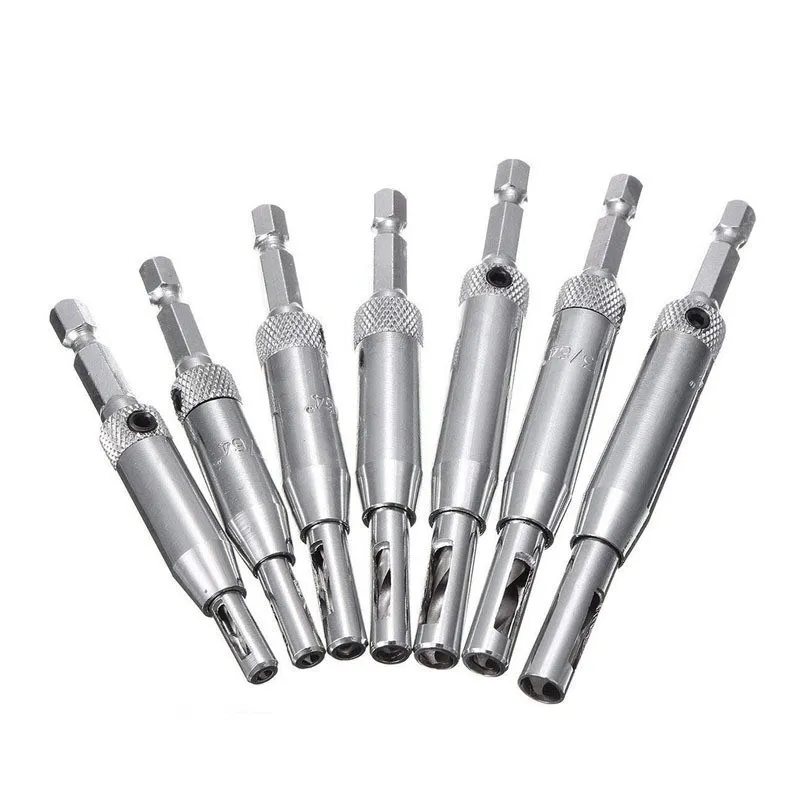 Meikela HSS Self Centering Hinge Drill Bit Door Cabinet Hinge Locating Hole Cutter Woodworking Tool 3/4/7/8PCS Center Drill Bit