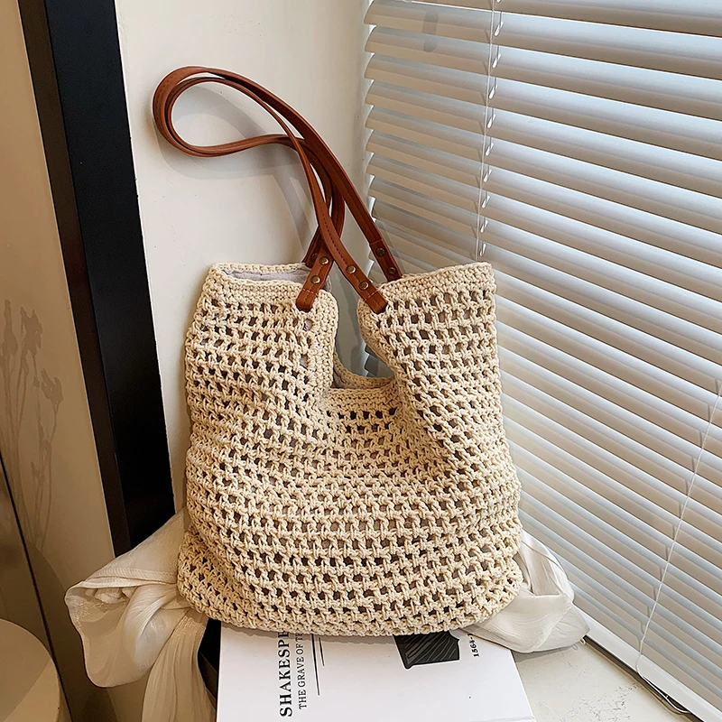 Beach Seaside Vacation Straw Bag Women\'s Large Capacity Shoulder Bag 2024 New Versatile Fashion Handbag Bolsas de hombro