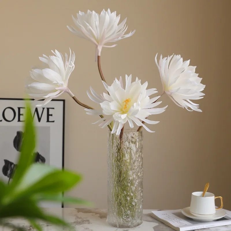 Ramo de Epiphyllum Artificial de 75 cm, Flores de Simulación Realistas, Accesorios para Jarrones, Decoración de Salón de Bodas, Flor Artificial Elegante