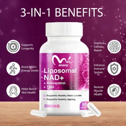 2000 milligrams 3-in-1 formula | NAD resveratrol TMG supplement | Immunity and energy for skin and overall health | 60 capsules