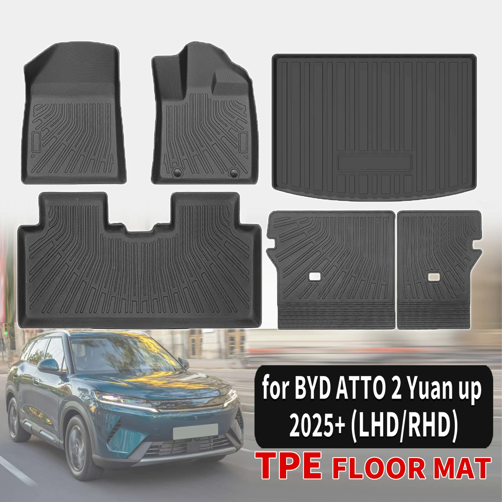 for BYD ATTO 2 Yuan up 2025 2026 Custom Eco-Friendly TPE Floor Mats, All-Weather Waterproof Liners & Trunk Pad