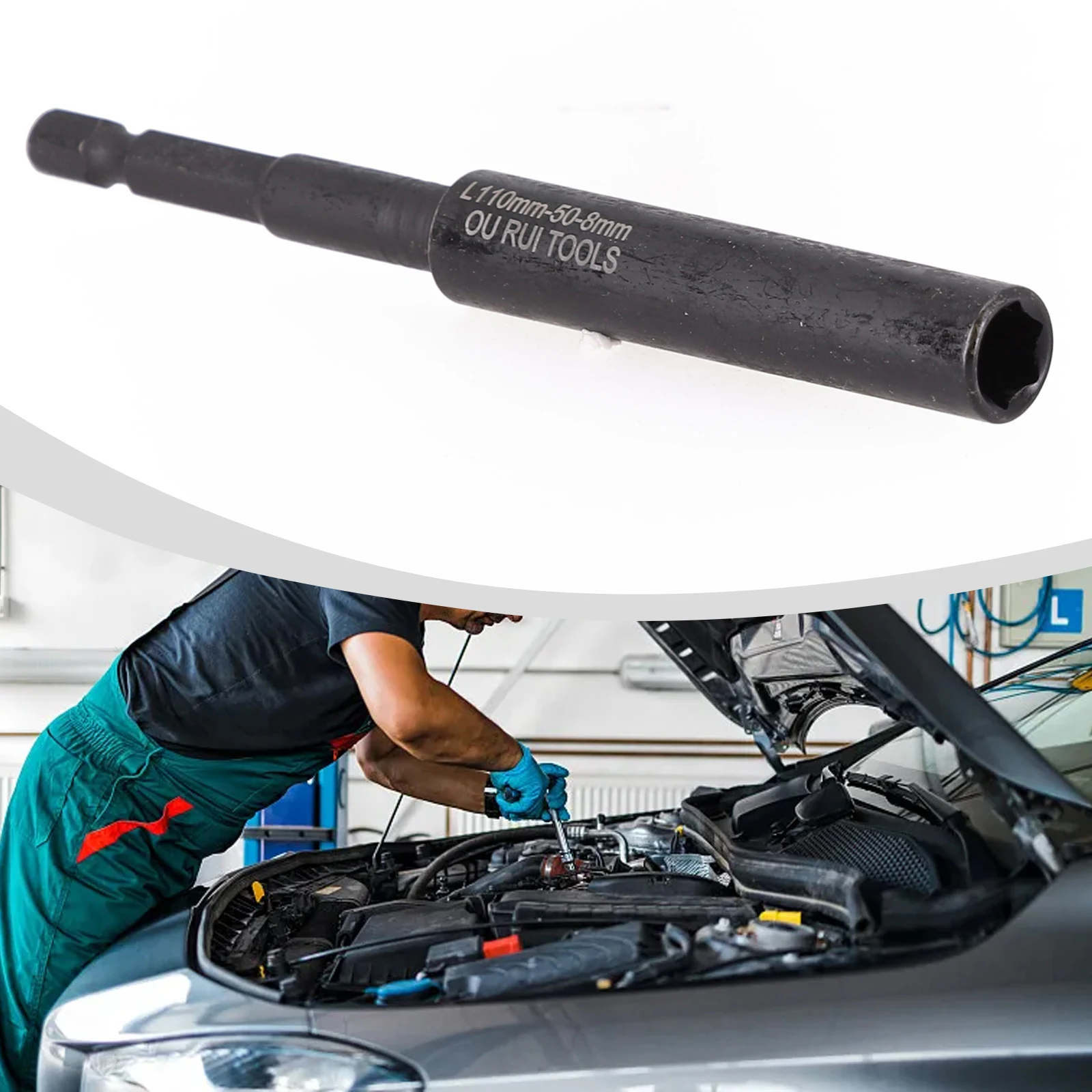 110mm Deepen Socket Wrenches Hexagon Nut Driver Drill Bit H8-H14 Sleeve Adapter Auto Repair Workshop Work Construction