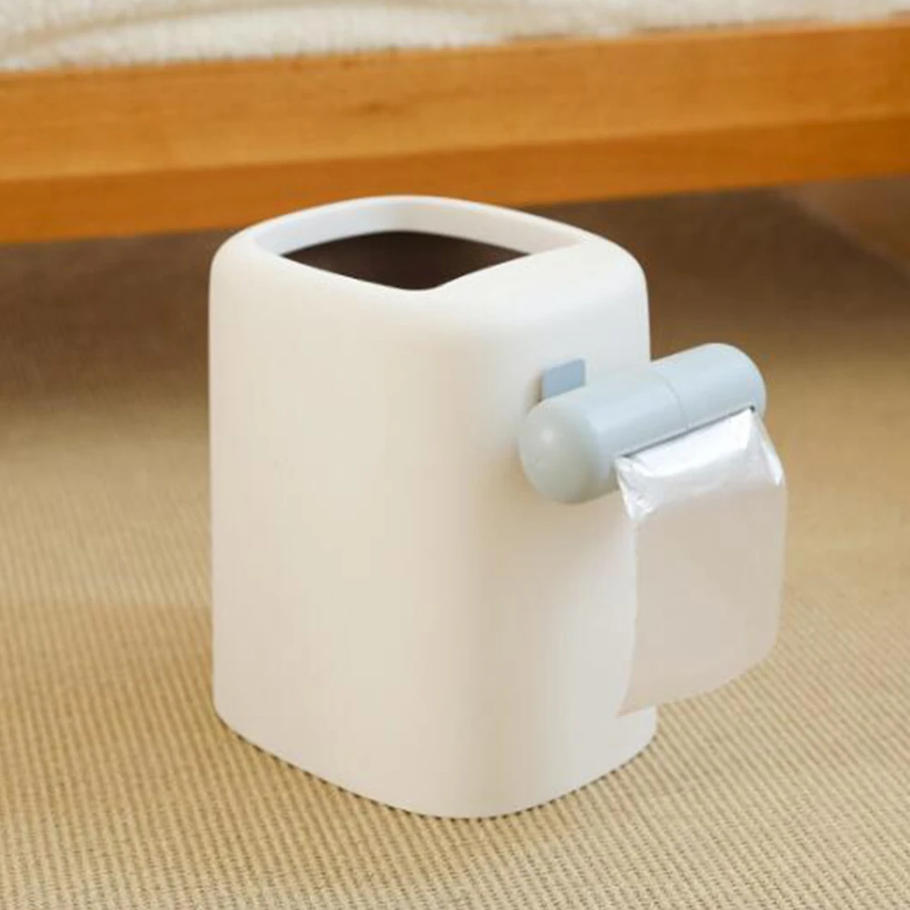

2 Pcs Easy to Clean Garbage Holder Trash Dispenser Wall Mount No Trace Convenient Bags Bathroom Grey Container