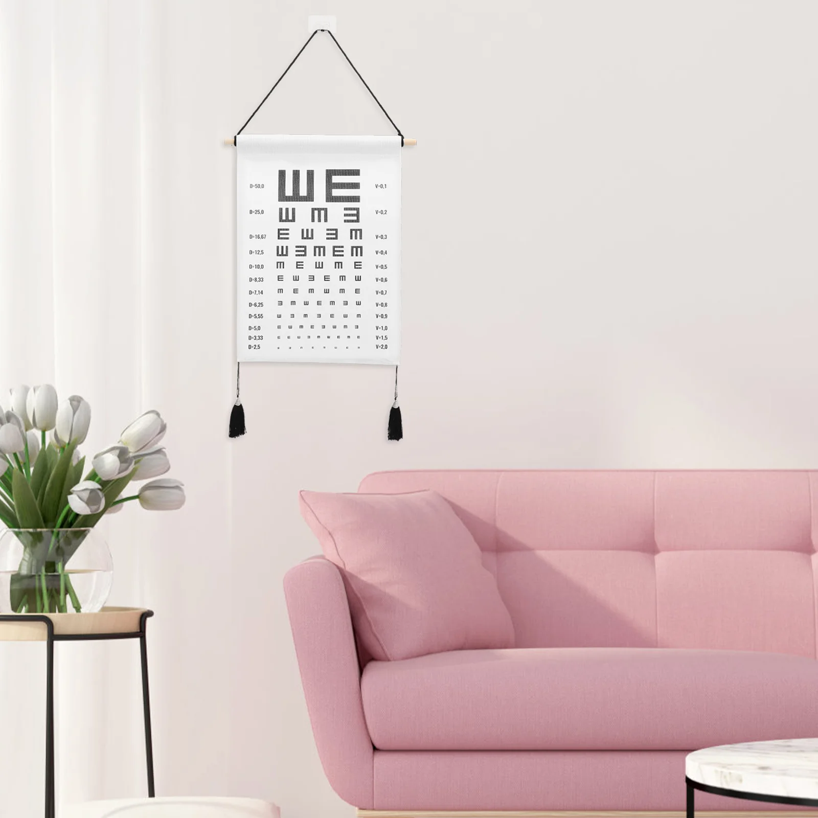 Eye Chart Hanging Picture Visual Testing Exam Occluder Wall-mounted Kids Polyester Cotton Child