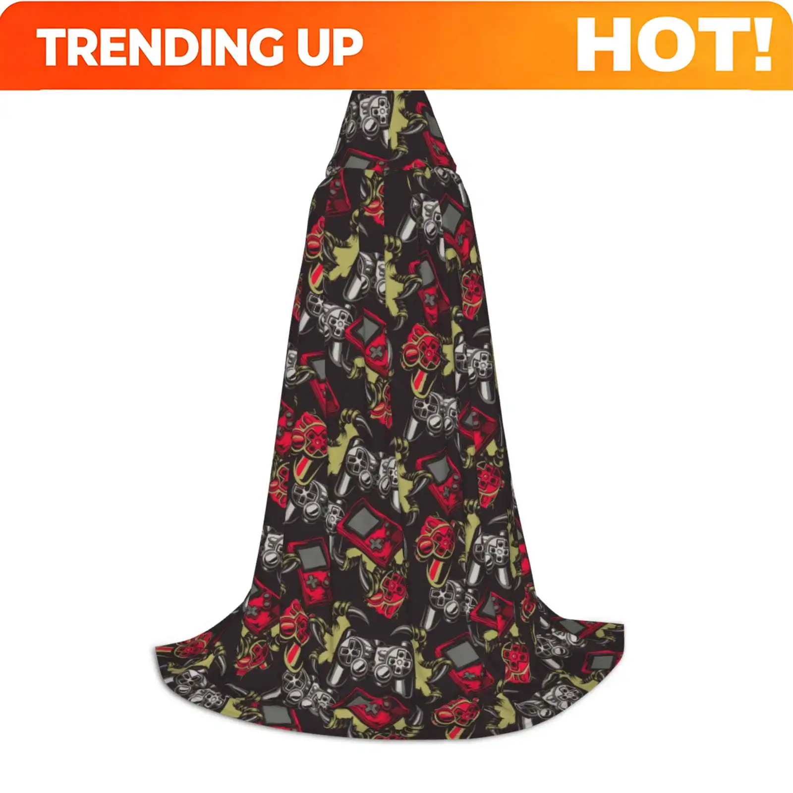 Customization Honeii Vintage Gaming Print Poncho Cape, Cloak Coat, Snuggly Hooded Wearable Blanket, Hooded Cape For Teenagers,Ha