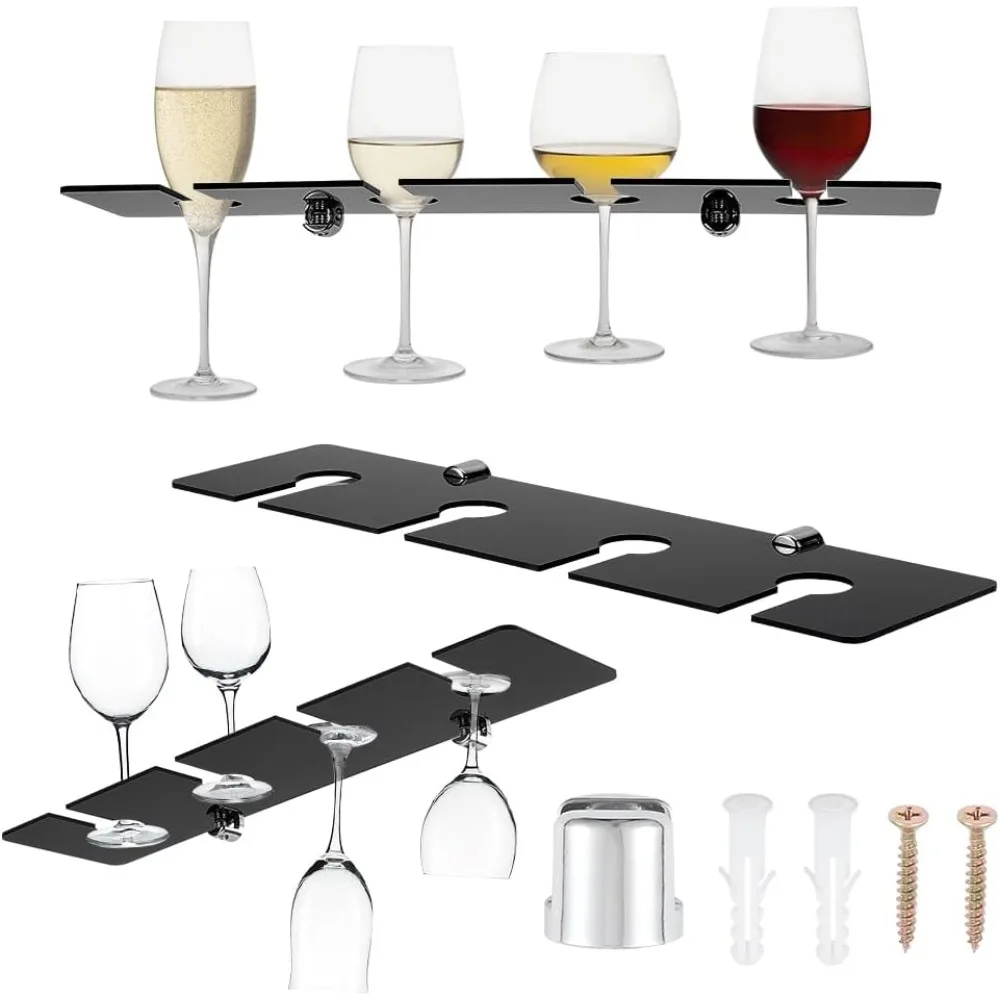 Acrylic Wine Glass Holders Wall Mounted Black Wine Glass Storage Rack for 4 Glasses Champagne Wall Holder Under making kit