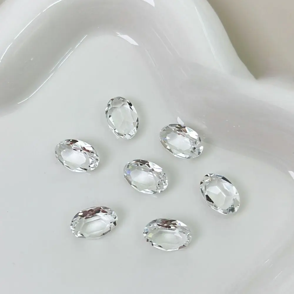 10 Pcs/Bag 3D Pigeon Egg Nail Art Rhinestone Large Transparent Pointed Bottom Fingernail DIY Decoration Super Flash