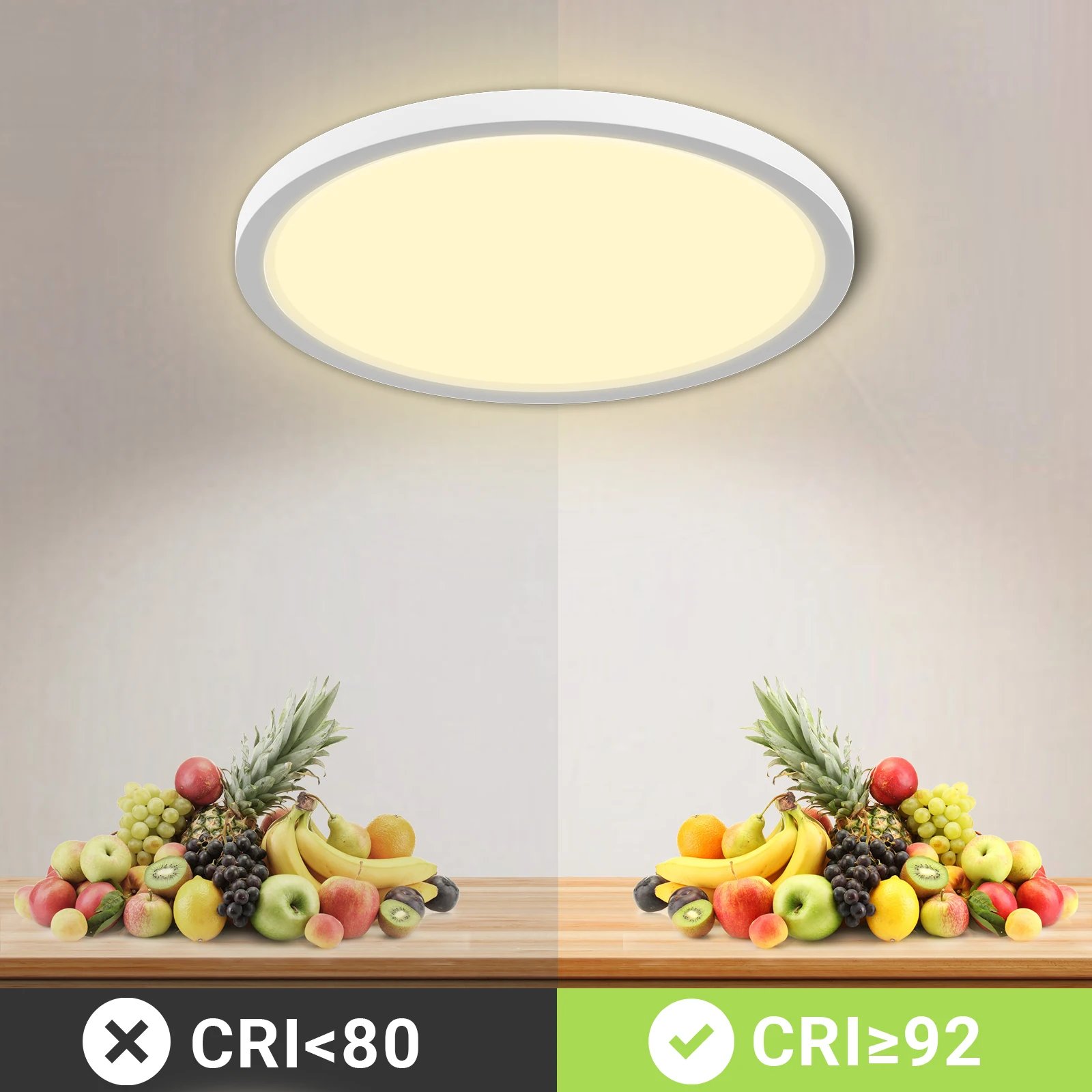 LQWELL®Plafonnier LED Rond et pio, Imperméable IP44, Lampe Moderne Simple pour Salon et Bureau, 18W, 1600LM