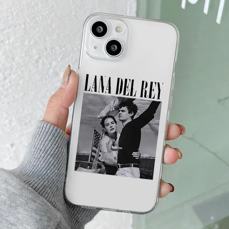 Fashion Singer Lana Del Rey Kraft Poster Clear Phone Case for iPhone 15 13 11 12 14 Pro XS Max X XR 8 Plus SE Transparent Fundas