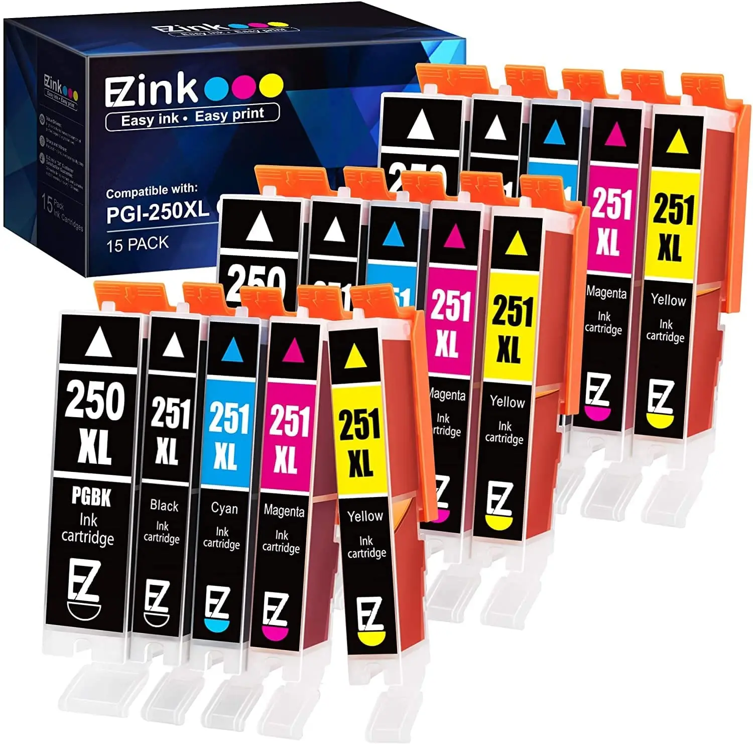 E-Z Ink (TM Compatible Ink Cartridges Replacement for Canon 250 251 XL PGI-250XL CLI-251XL to use with PIXMA MX922 MX920 IX6820