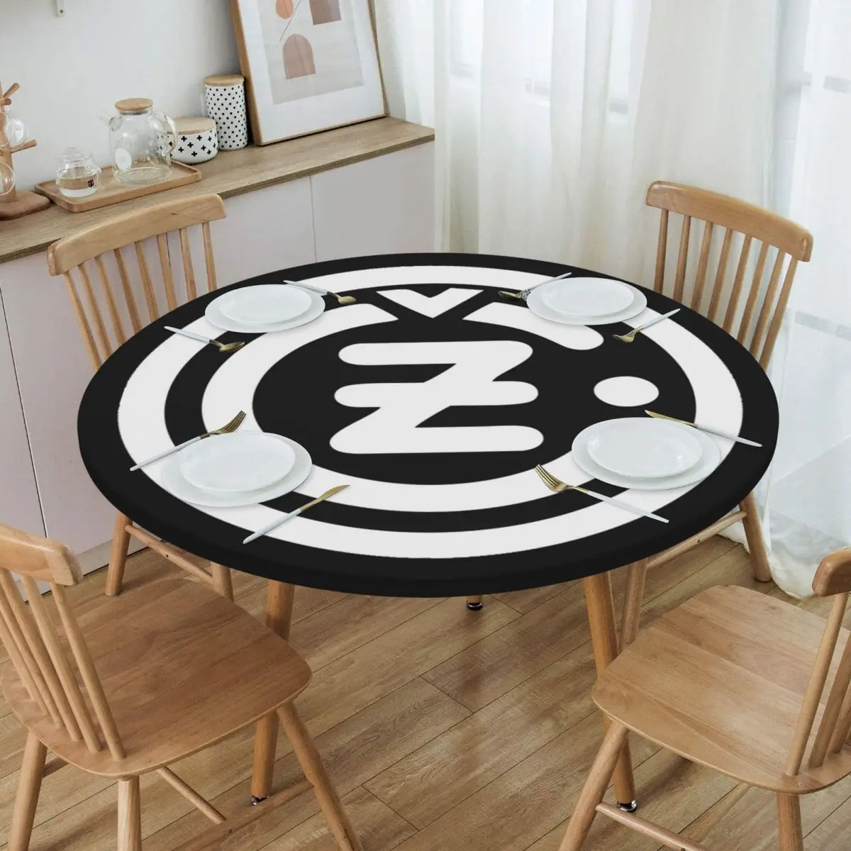 White CZ Guns Logo Waterproof Round Tablecloth Oilproof Table Cloth for Kitchen Events Dining Table Cover